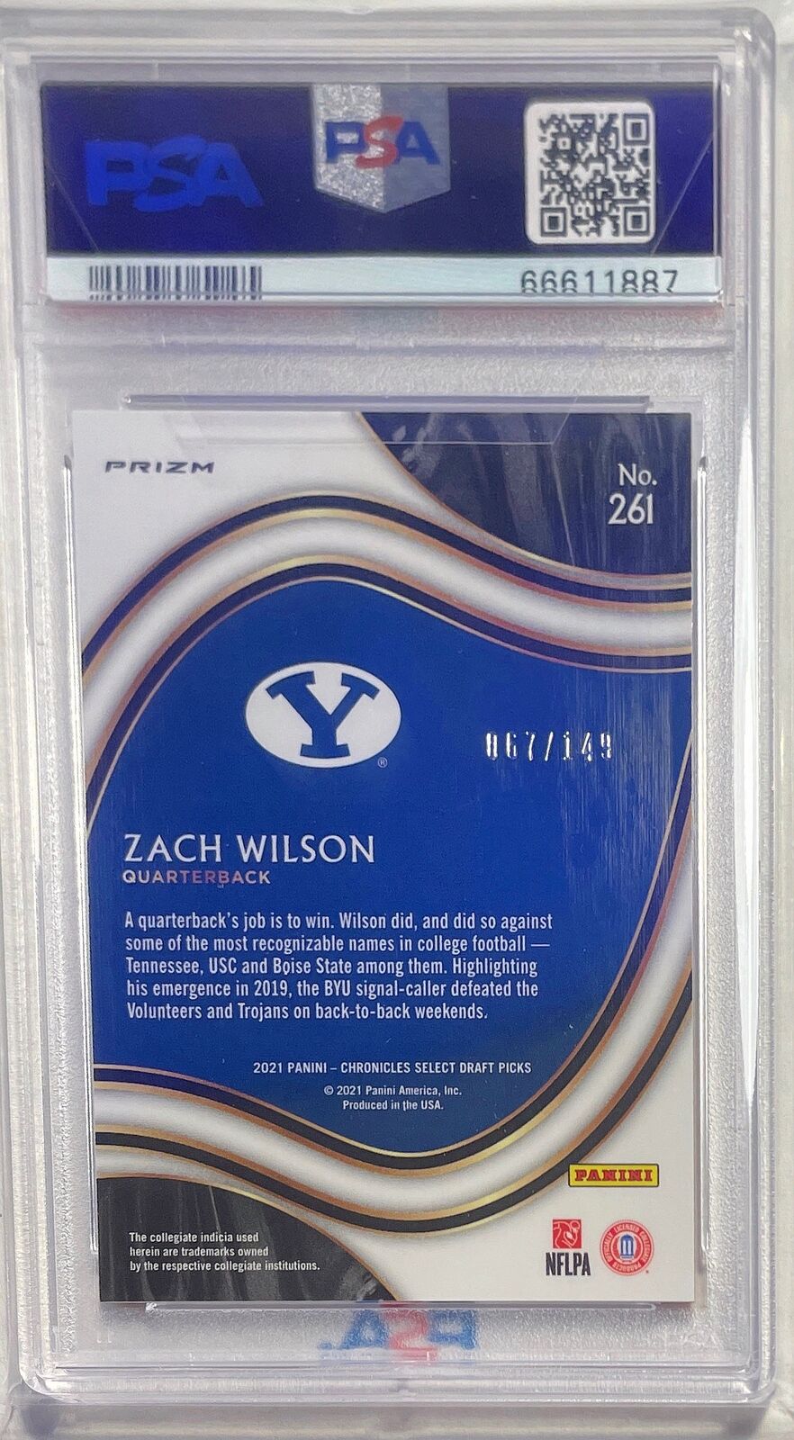ZACH WILSON 2021 PANINI CHRONICLES DP RED PRIZM RC #D /149 PSA 10 GEM POP 3