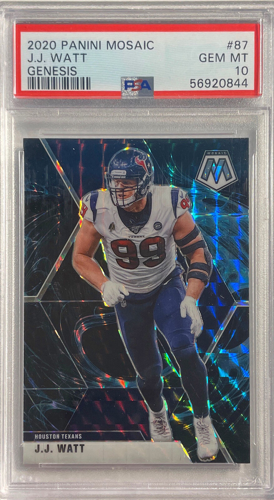 J.J WATT 2020 PANINI MOSAIC GENESIS PRIZM SSP #87 PSA 10 GEM MINT POP 11