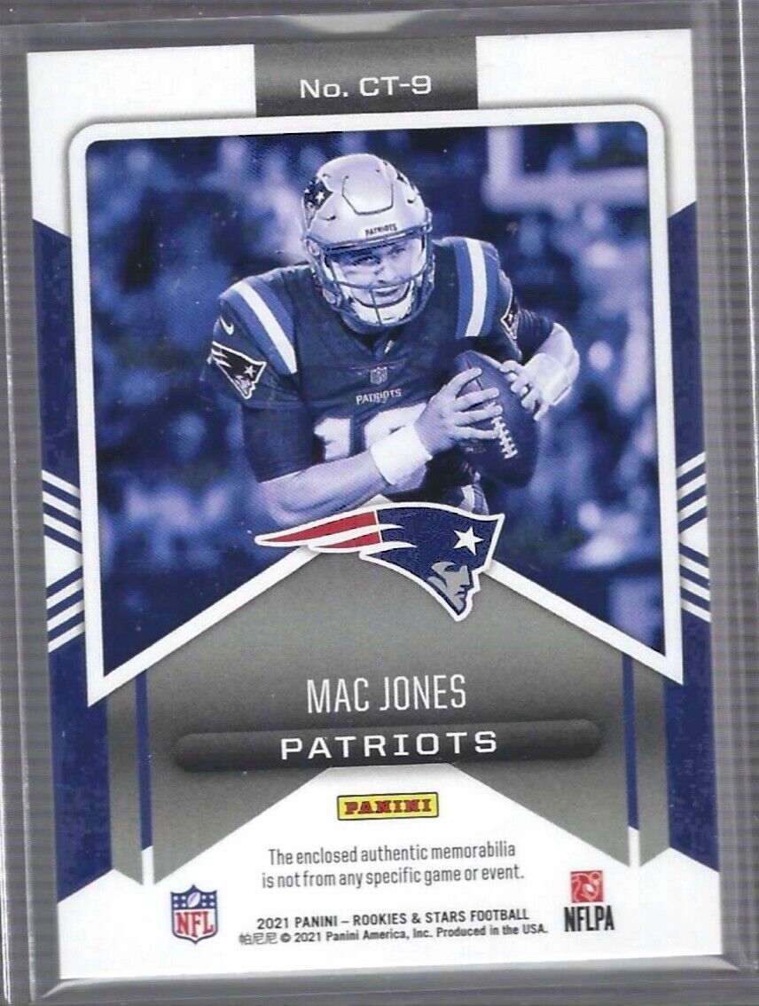 MAC JONES 2021 PANINI ROOKIES AND STARS CROSS TRAINING DUAL JERSEY RC #D 103/199