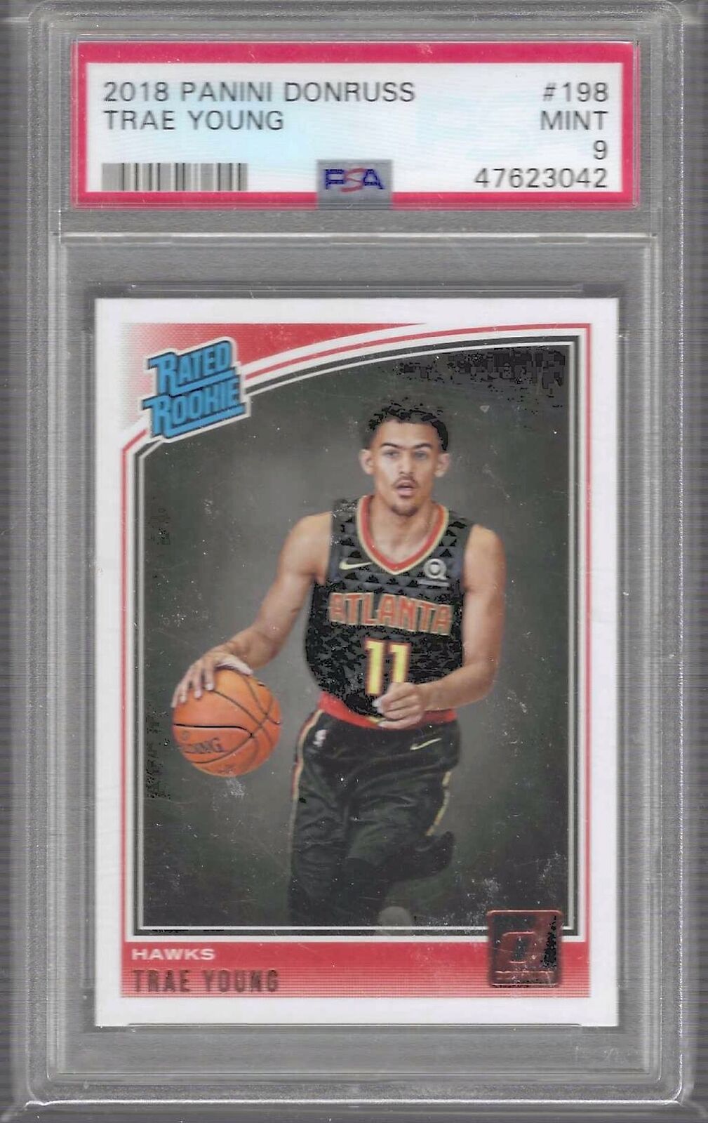 TRAE YOUNG 2018 PANINI DONRUSS RATED ROOKIE RC PSA 9 MINT