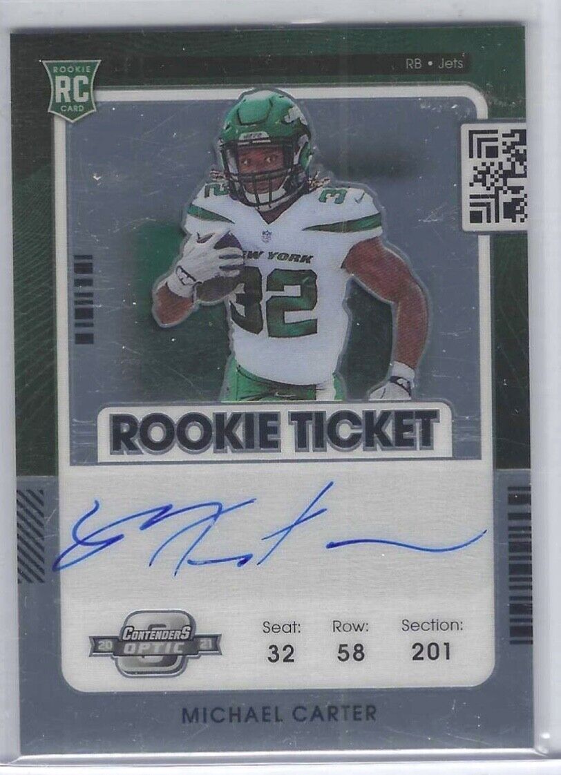 MICHAEL CARTER 2021 PANINI CONTENDERS OPTIC ROOKIE TICKET AUTO RC #129