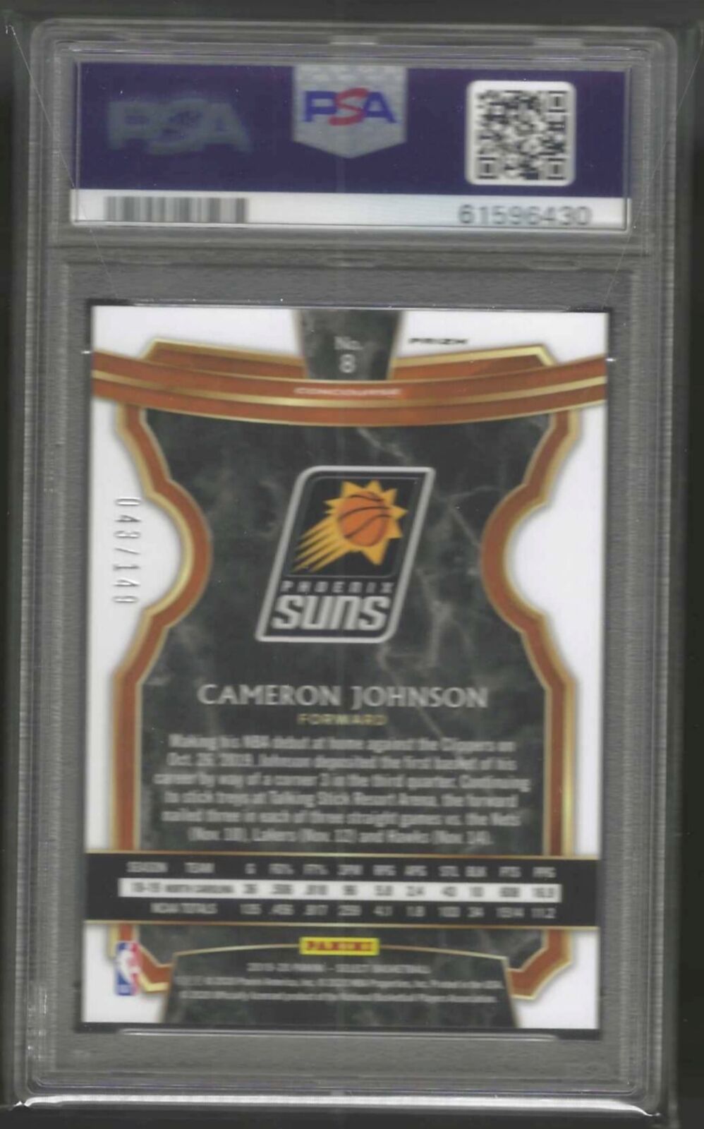 CAMERON JOHNSON 2019-20 PANINI SELECT CONCOURSE WHITE PRIZM RC /149 PSA 10 GEM
