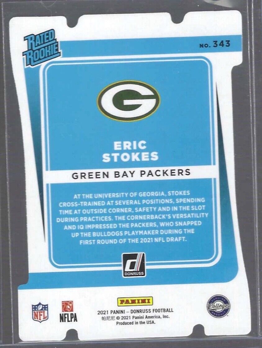 ERIC STOKES 2021 PANINI DONRUSS GOLD FOIL DIE CUT RATED ROOKIE RC #D 08/25