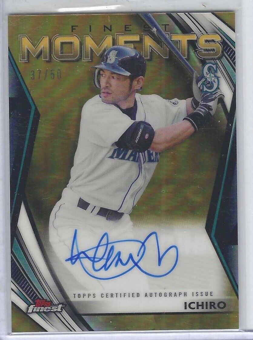 ICHIRO 2021 TOPPS FINEST MOMENTS GOLD REFRACTOR ON CARD AUTO #D 37/50