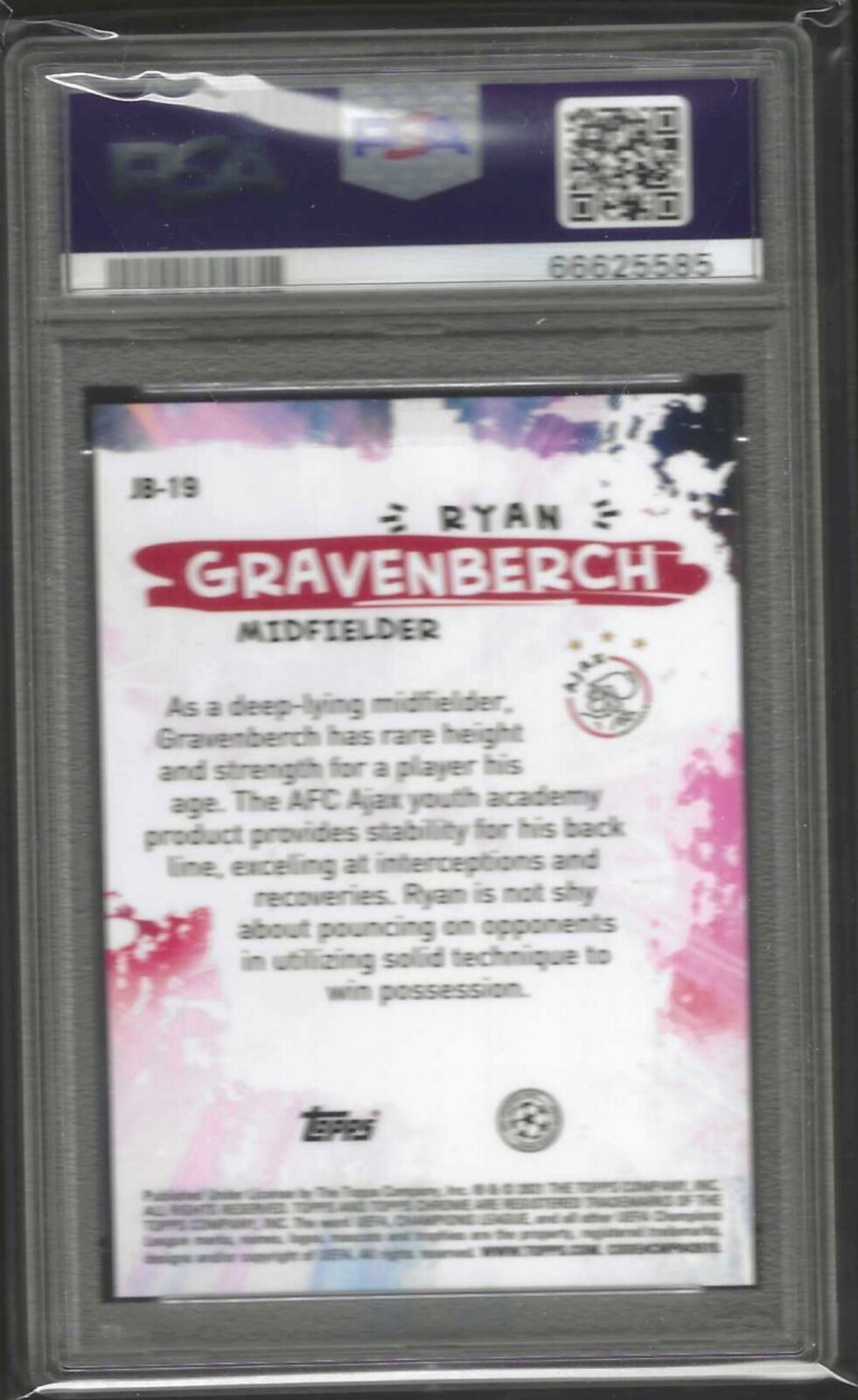 RYAN GRAVENBERCH 2020-21 TOPPS CHROME JOGA BONITO REFRACTOR RC PSA 10 GEM POP 4