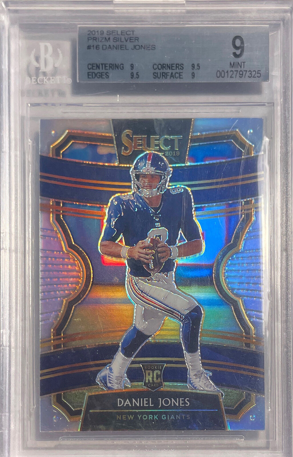 DANIEL JONES 2019 PANINI SELECT SILVER PRIZM RC #16 BGS 9 MINT POP 33