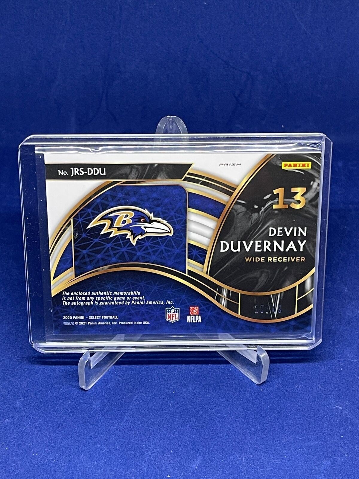 DEVIN DUVERNAY 2020 PANINI SELECT COPPER PRIZM RPA PATCH AUTO ROOKIE RC #D 10/49