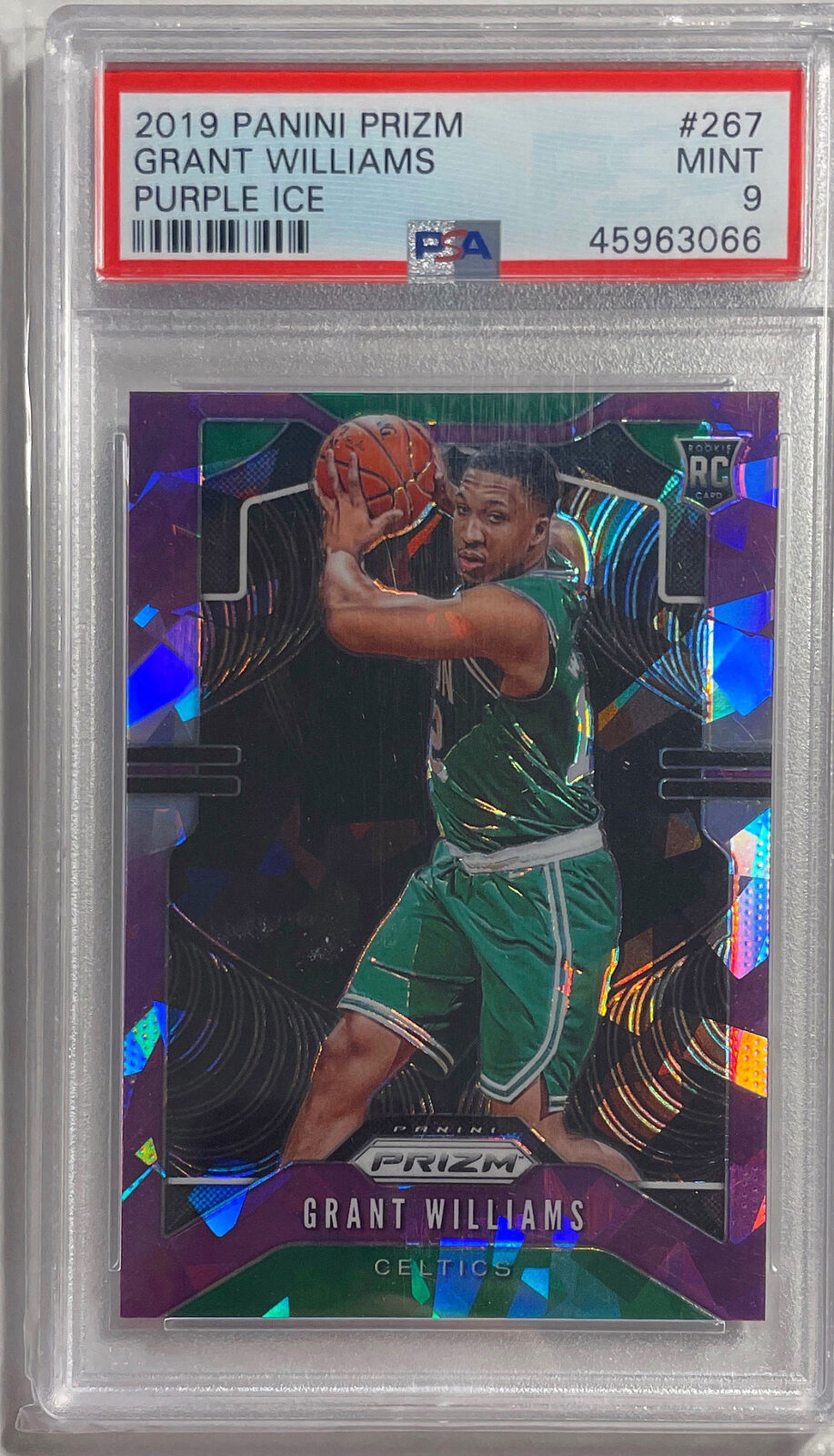 GRANT WILLIAMS 2019 PANINI PRIZM PURPLE ICE PRIZM RC #D 142/149 PSA 9 MINT POP 6