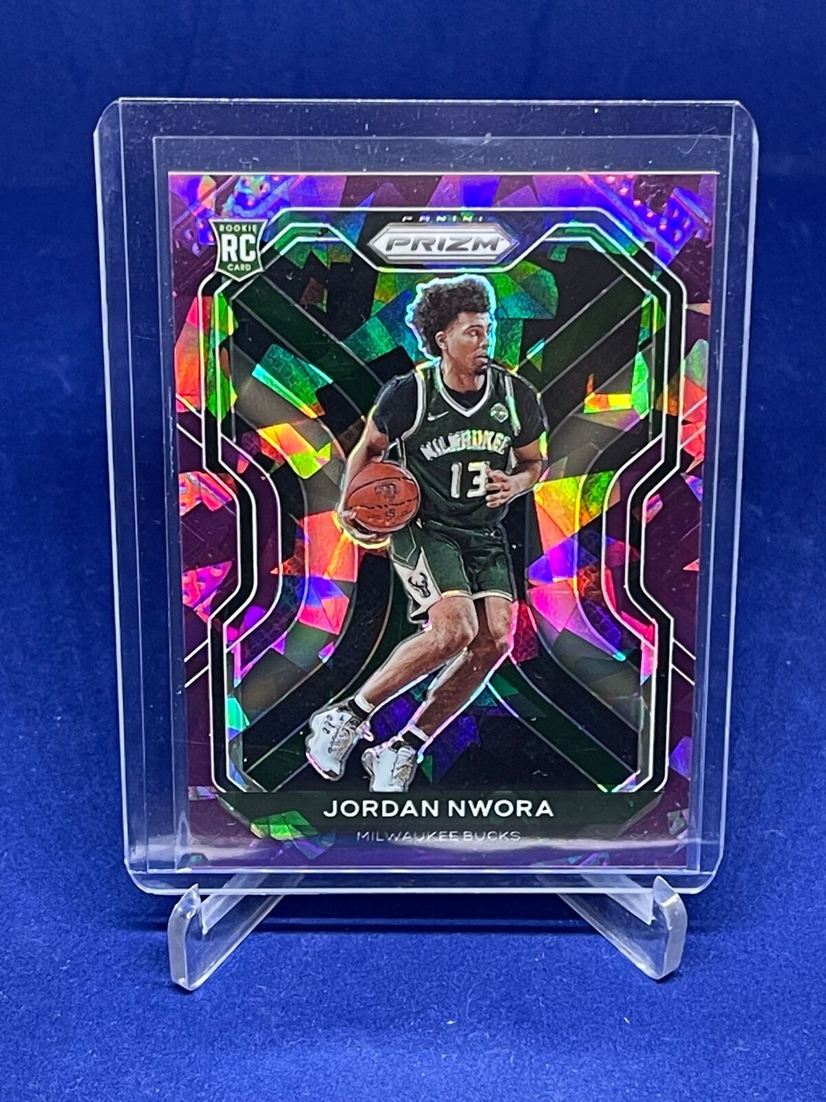 JORDAN NWORA 2020-21 PANINI PRIZM PURPLE CRACKED ICE PRIZM ROOKIE RC #D 97/125