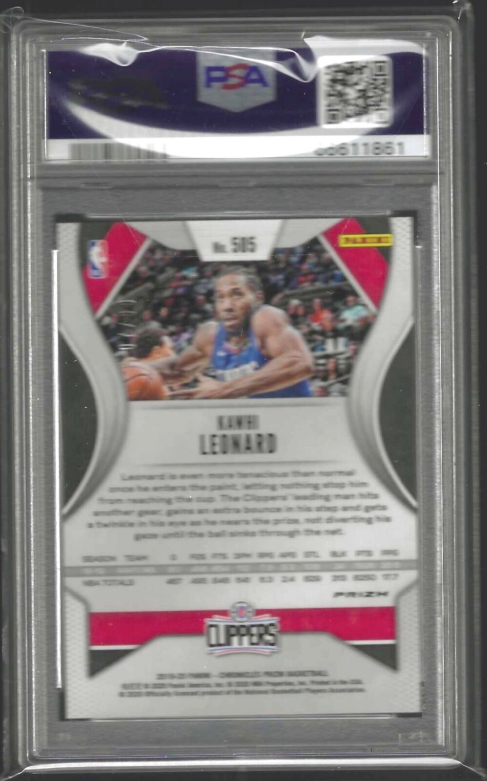 KAWHI LEONARD 2019-20 PANINI CHRONICLES PRIZM UPDATE BLUE /99 PSA 10 GEM POP 9