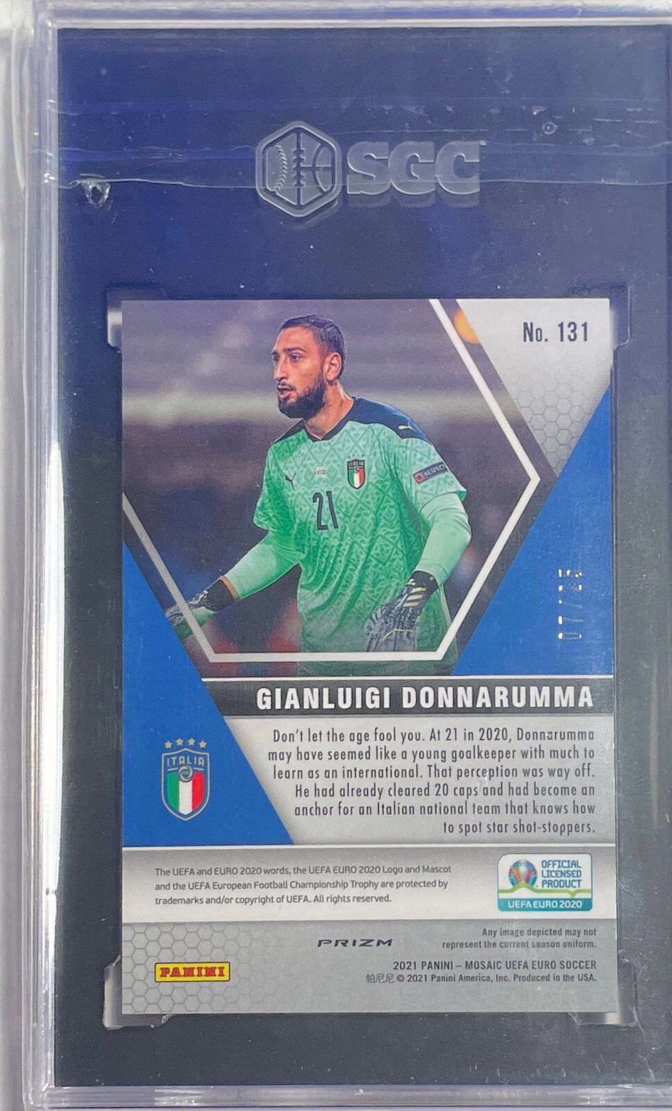 GIANLUIGI DONNARUMMA 2021-22 MOSAIC ORANGE FLOURESCENT PRIZM #D /25 SGC 10 POP 2