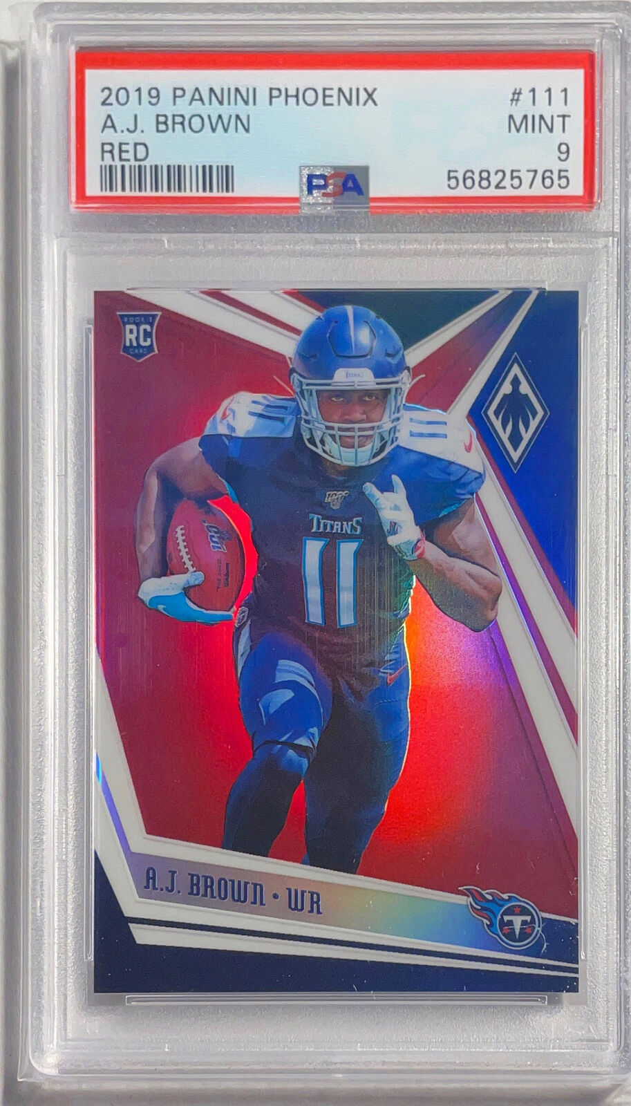 A.J. BROWN 2019 PANINI PHOENIX RED PRIZM RC #104/299 PSA 9 MINT POP 1/1