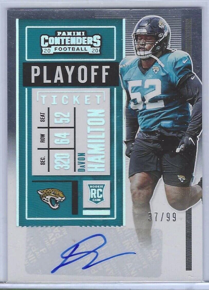 DAVON HAMILTON 2020 CONTENDERS PLAYOFF TICKET AUTO RC #D 37/99