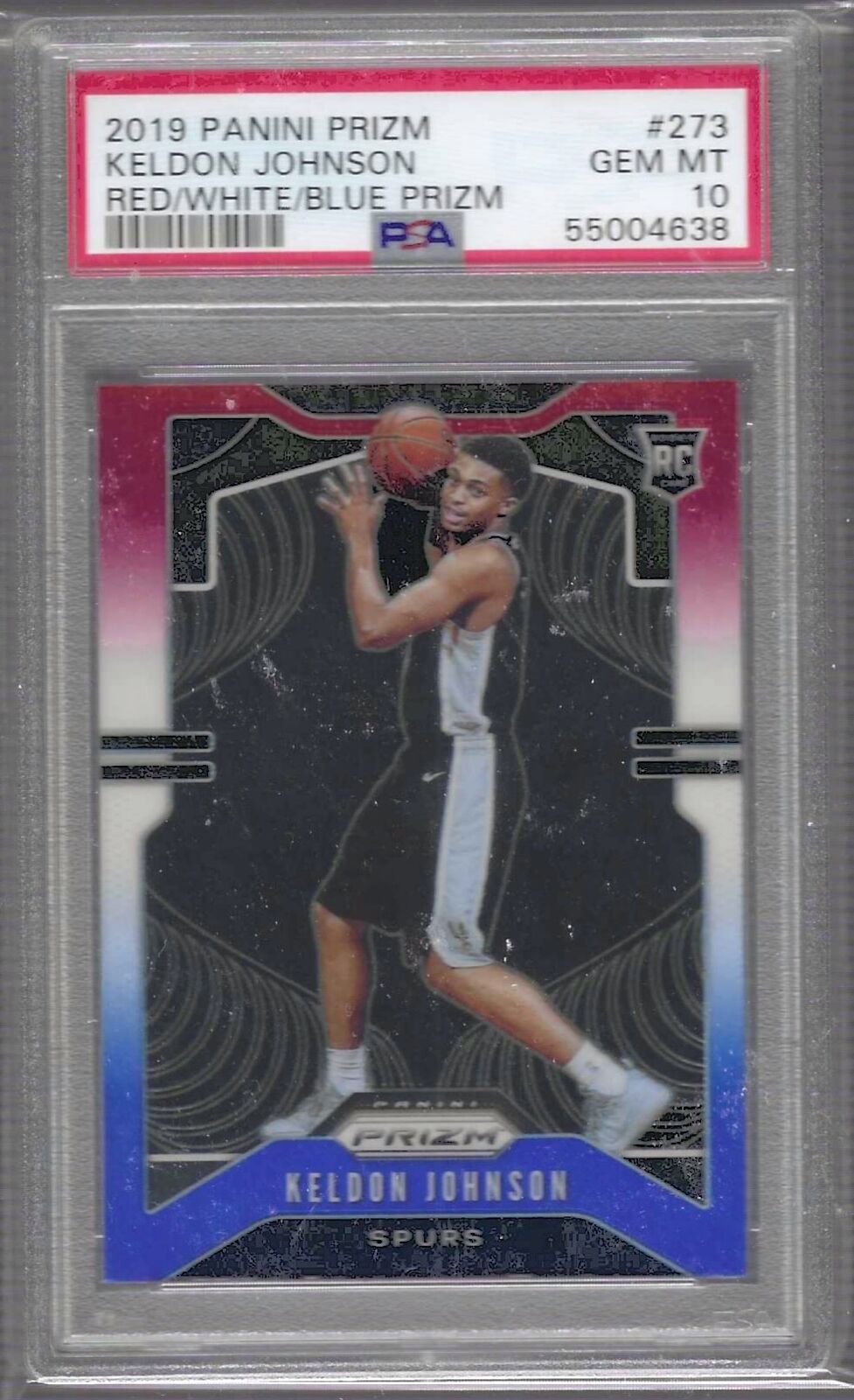 KELDON JOHNSON 2019 PANINI PRIZM RED WHITE AND BLUE PRIZM RC PSA 10 GEM MINT