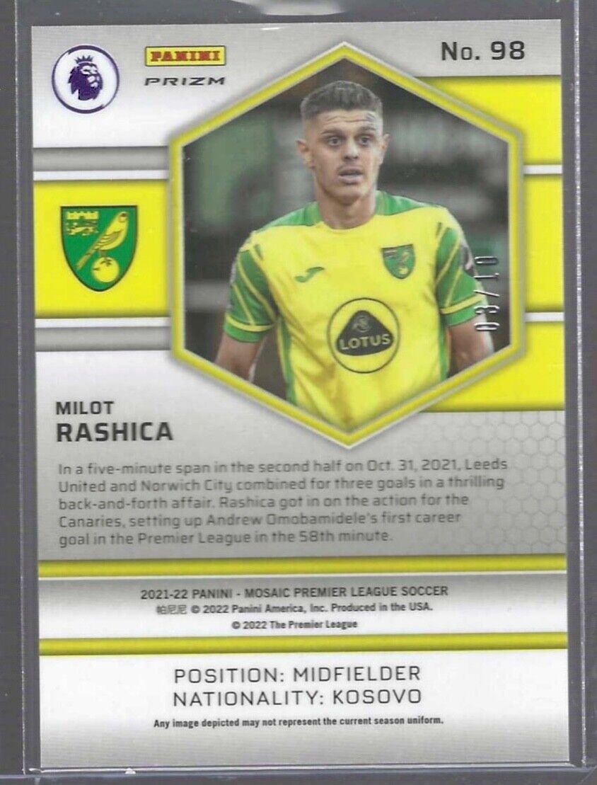 MILOT RASHICA 2021-22 PANINI MOSAIC GOLD PRIZM ROOKIE RC #D 03/10