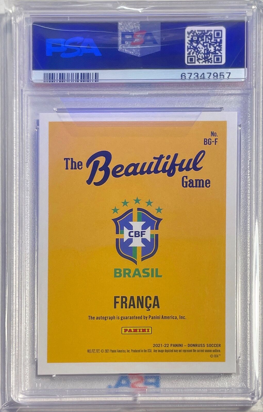 FRANCA 2021-22 PANINI DONRUSS ROAD TO QATAR BEAUTIFUL GAME AUTO PSA 10 POP 1/1