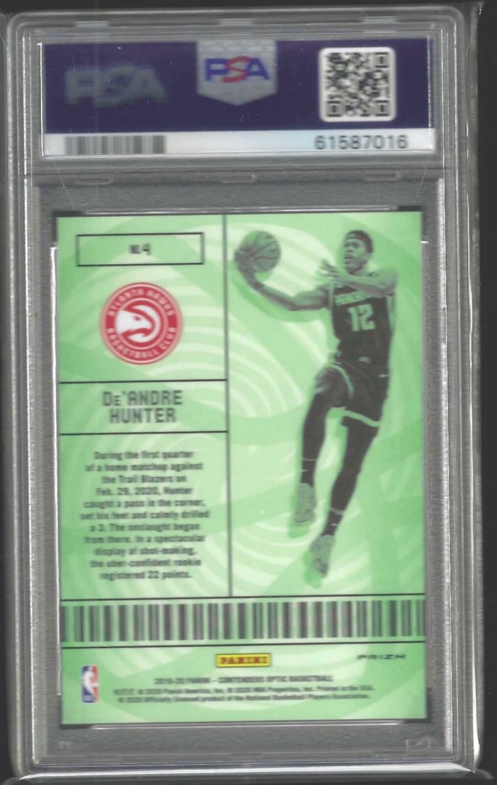 DE'ANDRE HUNTER 2019-20 PANINI OPTIC CONTENDERS LOTTERY TICKET RC 4 PSA 10 POP 9