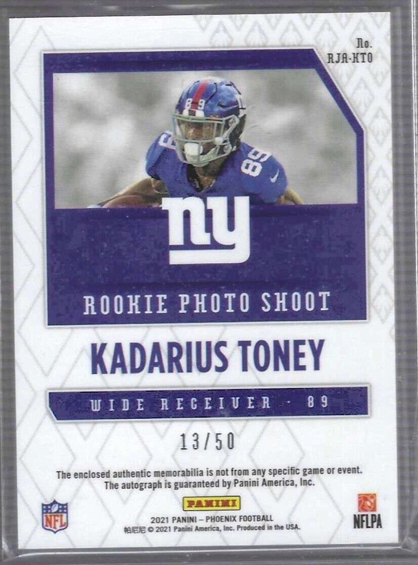 KADARIUS TONEY 2021 PANINI PHOENIX ORANGE PRIZM ROOKIE PATCH AUTO RC #D 13/50
