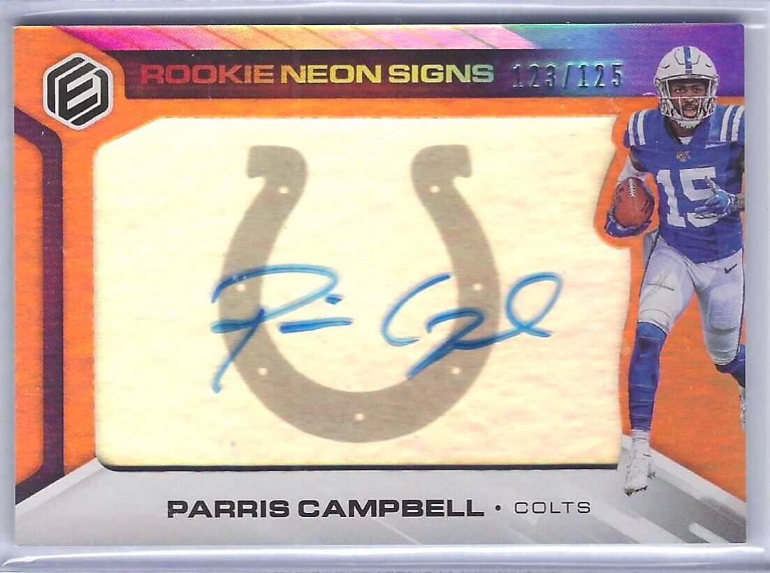 PARRIS CAMPBELL 2019 PANINI ELEMENTS ROOKIE NEON SIGNS AUTO RC #D 123/125