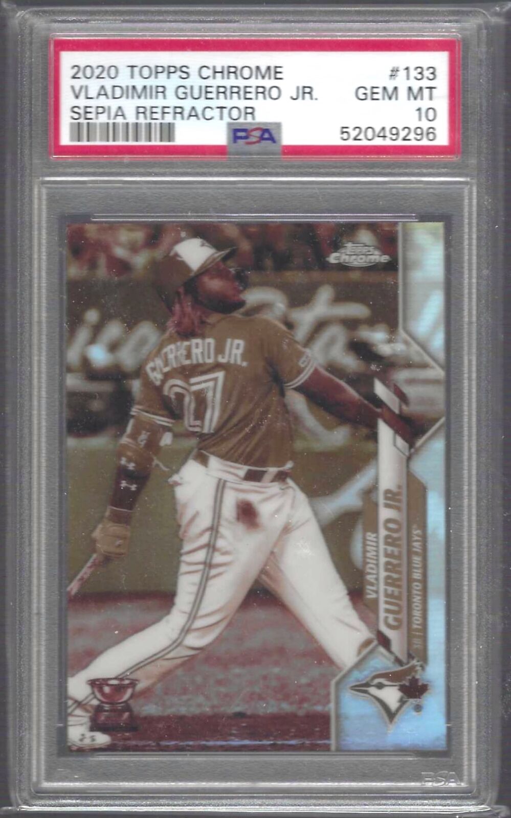 VLADIMIR GUERRERO JR 2020 TOPPS CHROME SEPIA REFRACTOR PSA 10 GEM MINT