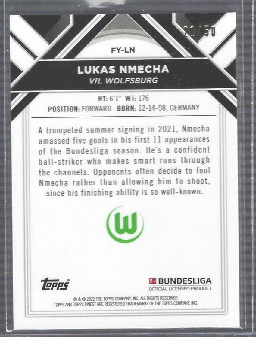 LUKAS NMECHA 2021-22 TOPPS FINEST GOLD REFRACTOR YOUNG TALENTS #D 21/50