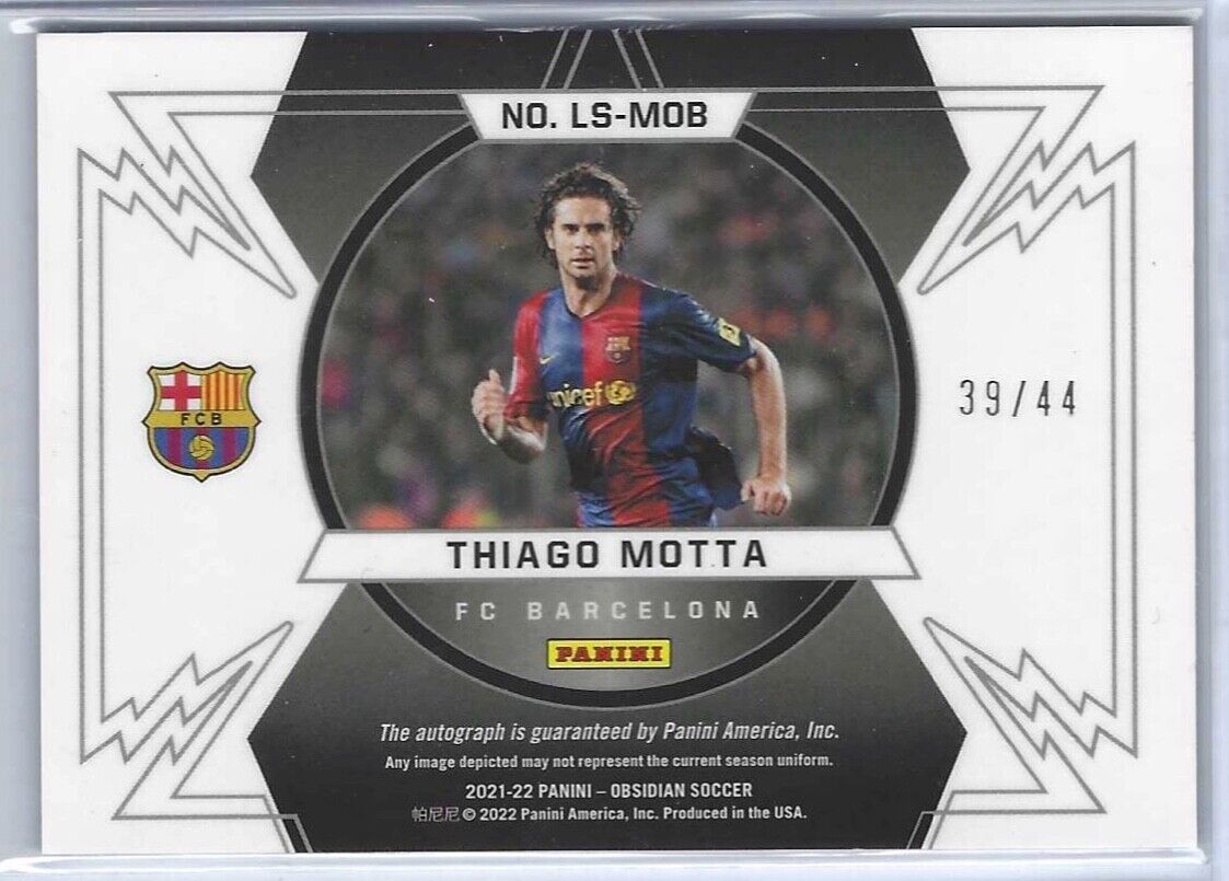 THIAGO MOTTA 2021-22 PANINI OBSIDIAN SILVER ETCH LIGHTNING STRIKE AUTO #D 39/44