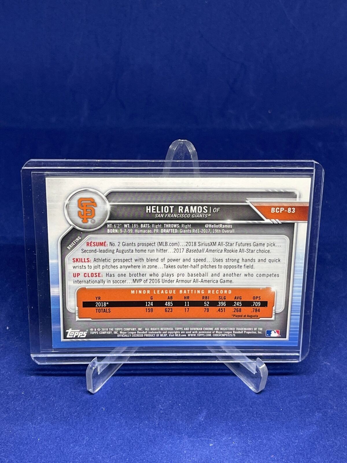 HELIOT RAMOS 2019 BOWMAN CHROME SPARKLE REFRACTOR PROSPECT