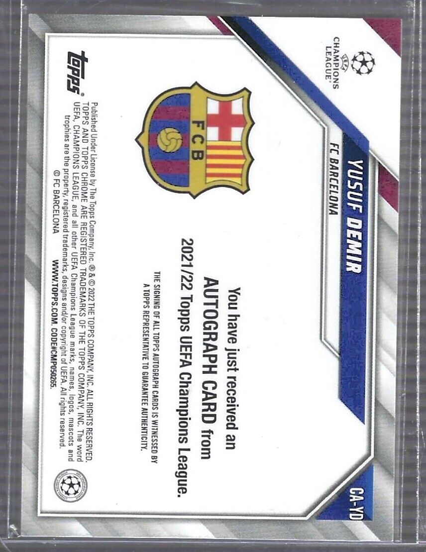 YUSUF DEMIR 2021-22 TOPPS CHROME UEFA SILVER REFRACTOR ROOKIE AUTO RC #CA-YD