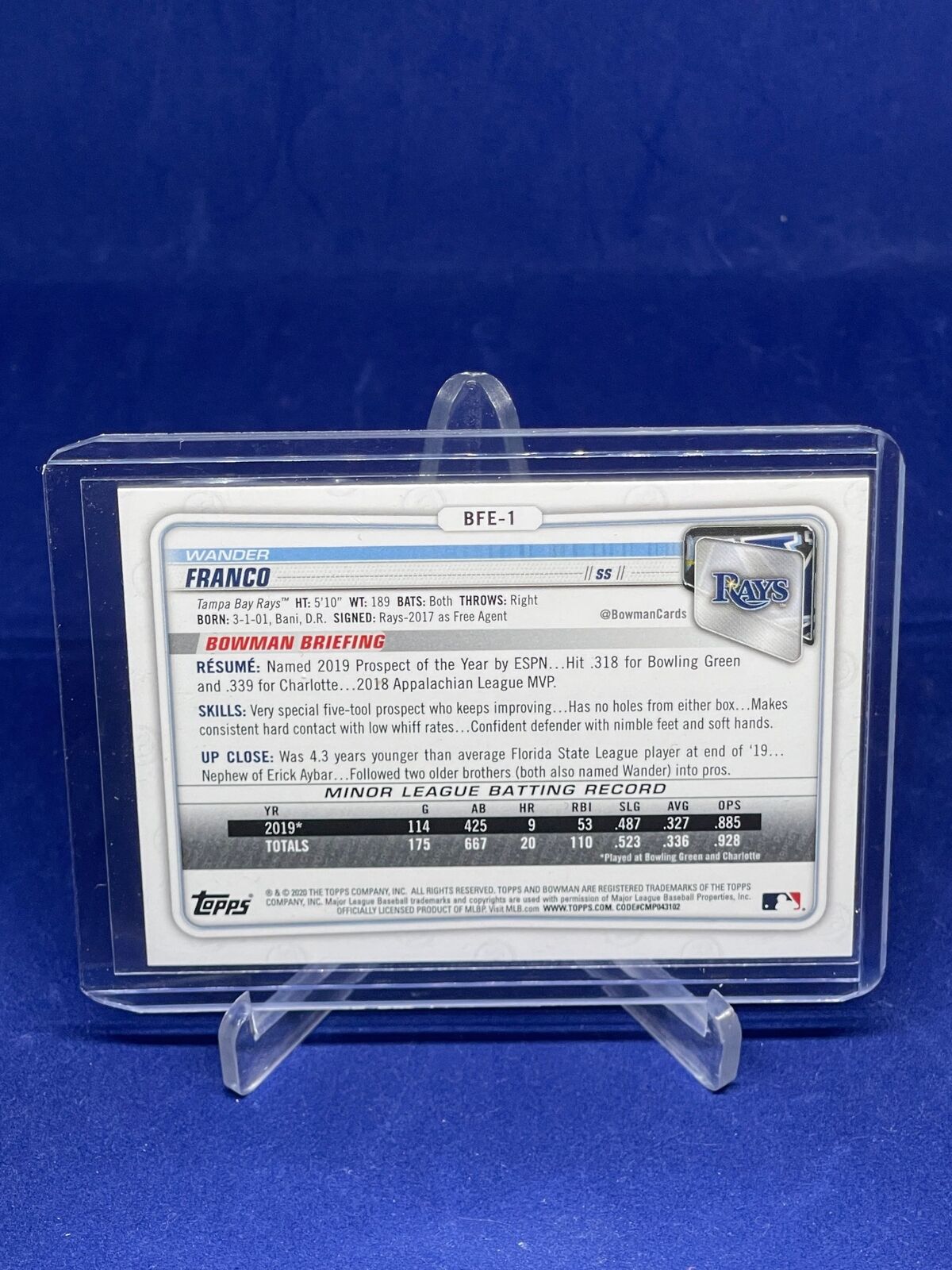 WANDER FRANCO 2020 BOWMAN 1ST EDITION SKY BLUE FOIL PROSPECT