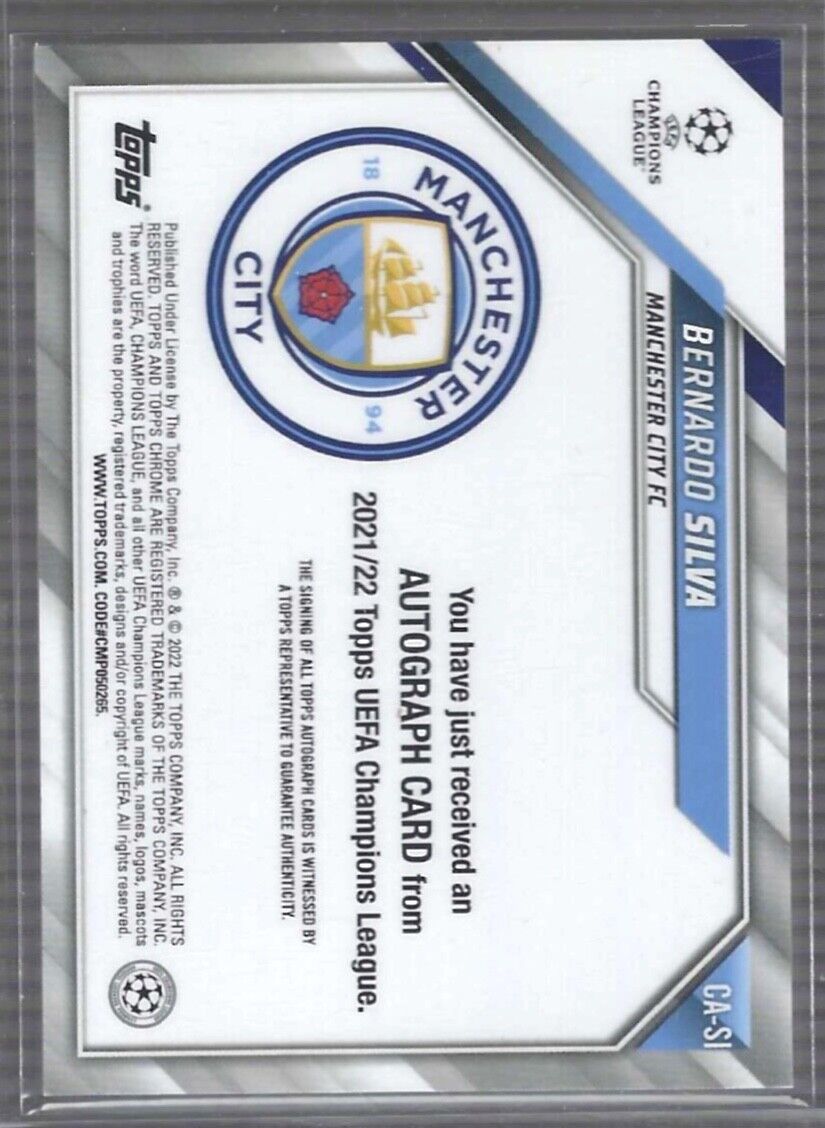BERNARDO SILVA 2021-22 TOPPS CHROME UEFA SILVER REFRACTOR AUTO #CA-SI