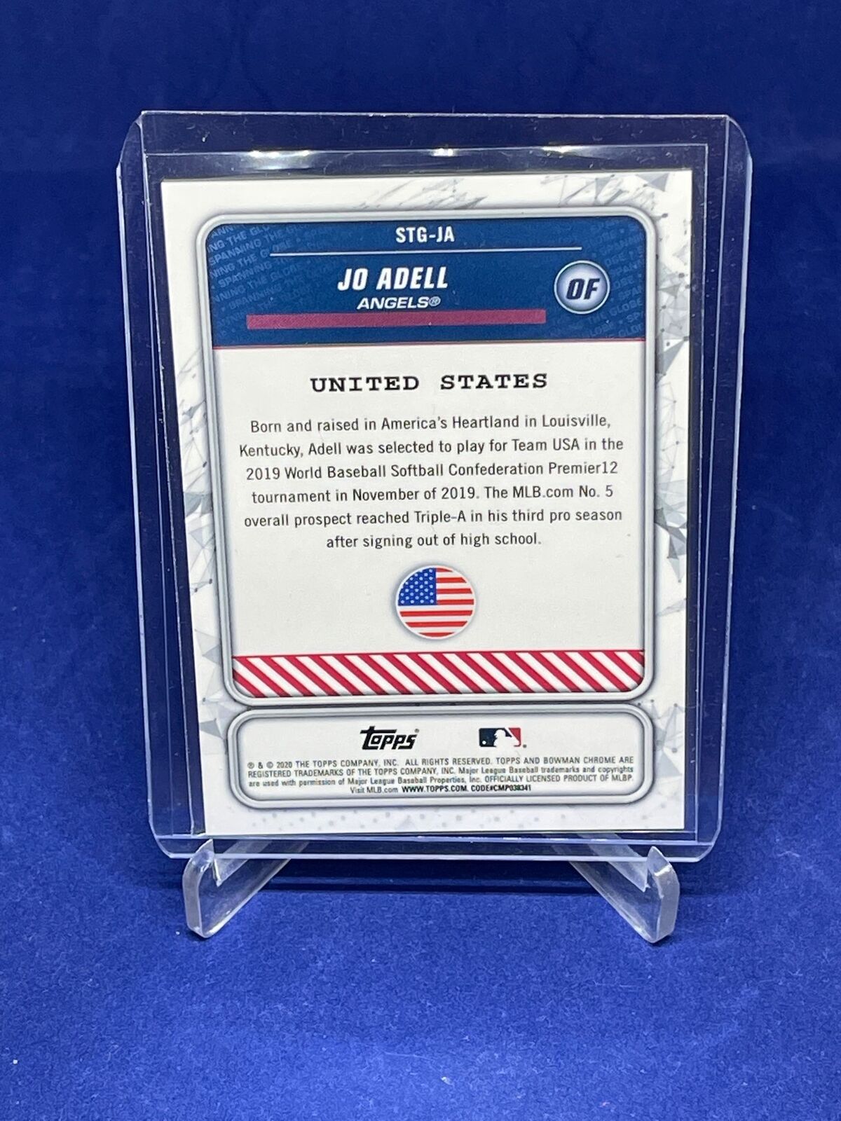 JO ADELL 2020 BOWMAN CHROME SPANNING THE GLOBE GREEN REFRACTOR PROSPECT #D 34/99