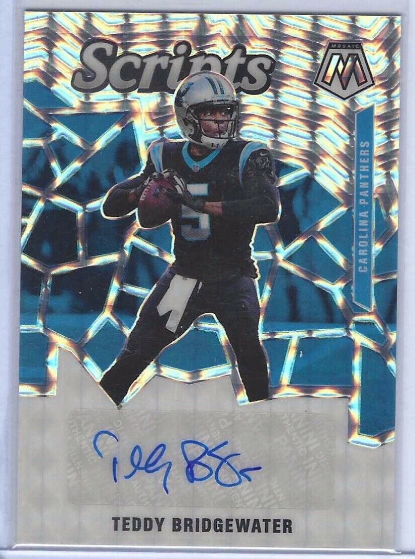 TEDDY BRIDGEWATER 2020 PANINI MOSAIC FOOTBALL SILVER MOSAIC SCRIPTS AUTO #S40