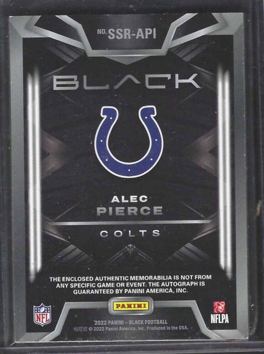 ALEC PIERCE 2022 PANINI BLACK RPA ROOKIE JUMBO PATCH AUTO RC #D 13/50