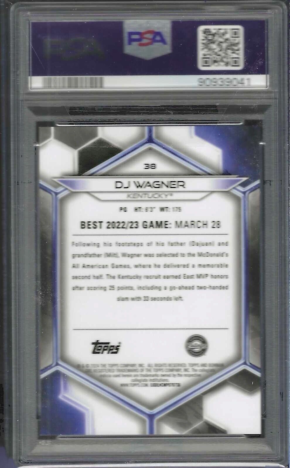 DJ WAGNER 2023 BOWMAN U BEST GEOMETRIC GOLD REFRACTOR /50 PSA 10 GEM MINT POP 2