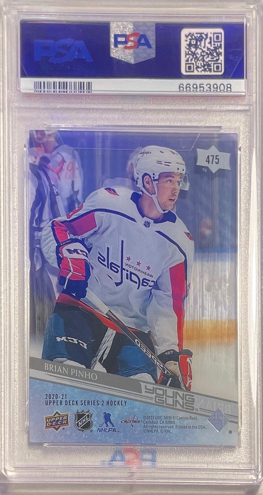 BRIAN PINHO 2020-21 UPPER DECK CLEAR CUT YOUNG GUNS RC #475 PSA 10 POP 1/1