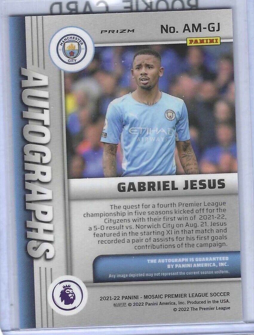 GABRIEL JESUS 2021-22 PANINI MOSAIC SILVER MOSAIC PRIZM AUTO #AM-GJ