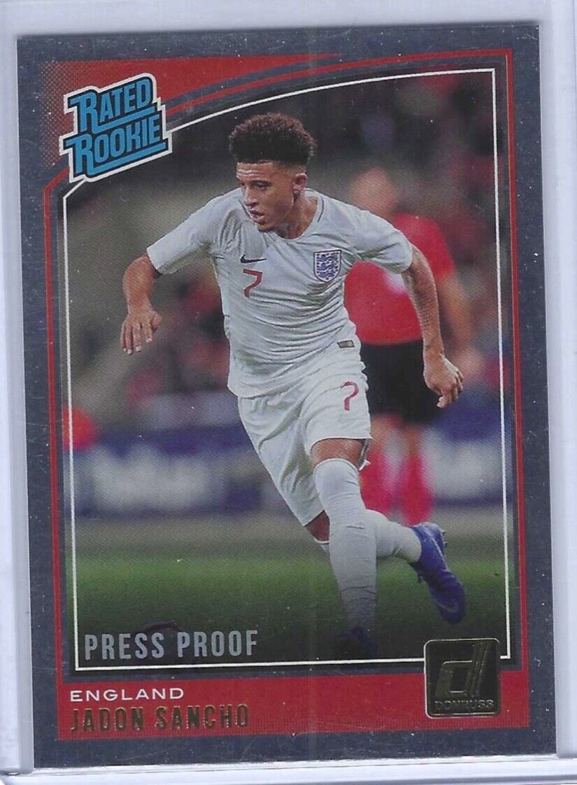 JADON SANCHO 2018-19 PANINI DONRUSS SILVER FOIL PRESS PROOF RATED ROOKIE RC #189