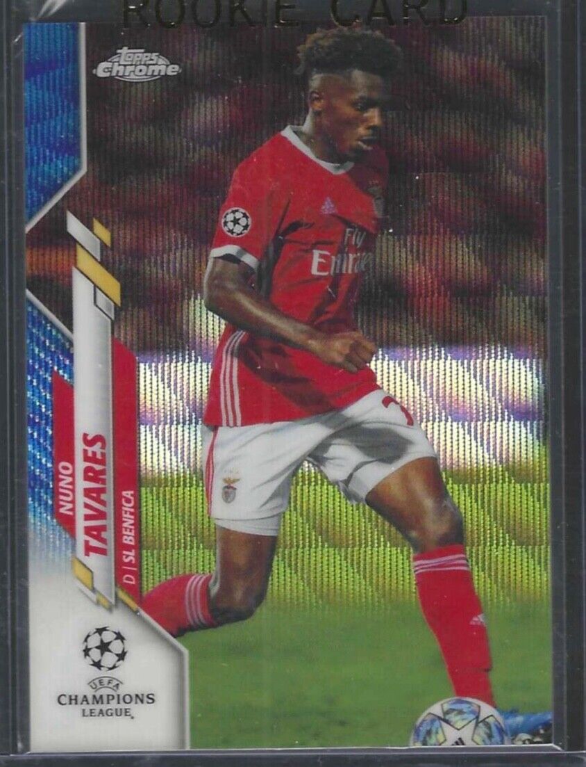 NUNO TAVARES 2019-20 TOPPS CHROME UEFA BLUE WAVE REFRACTOR RC #D 50/75