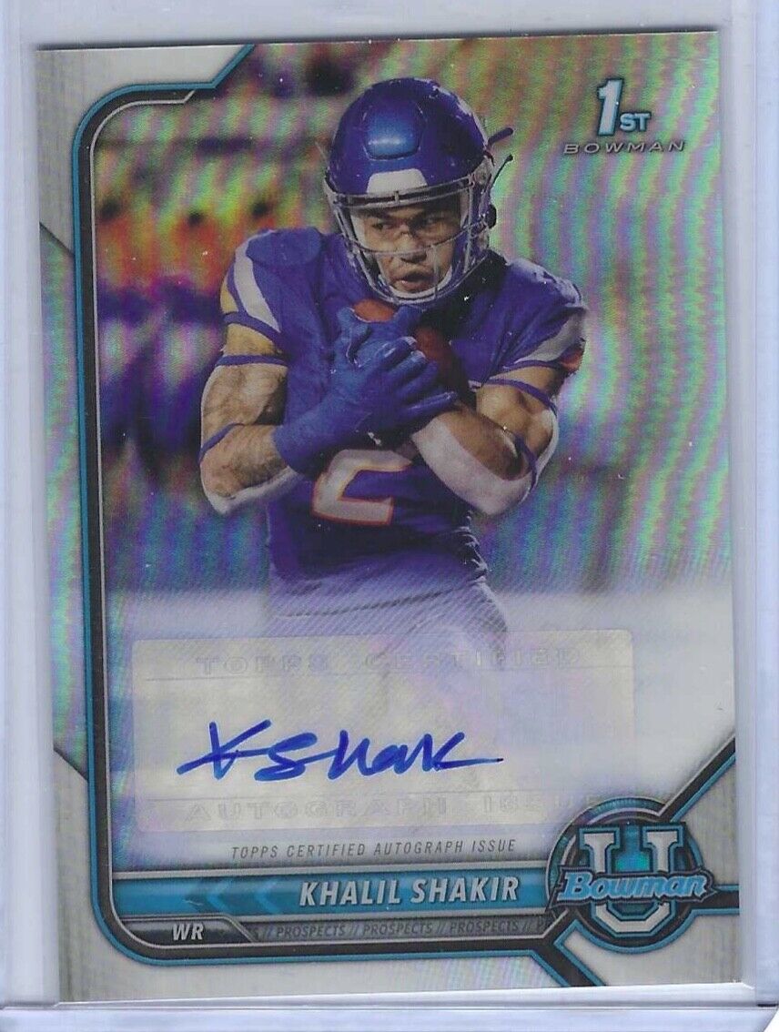 KHALIL SHAKIR 2022 BOWMAN UNIVERSITY REFRACTOR 1ST PROSPECT AUTO #BCPA-KS