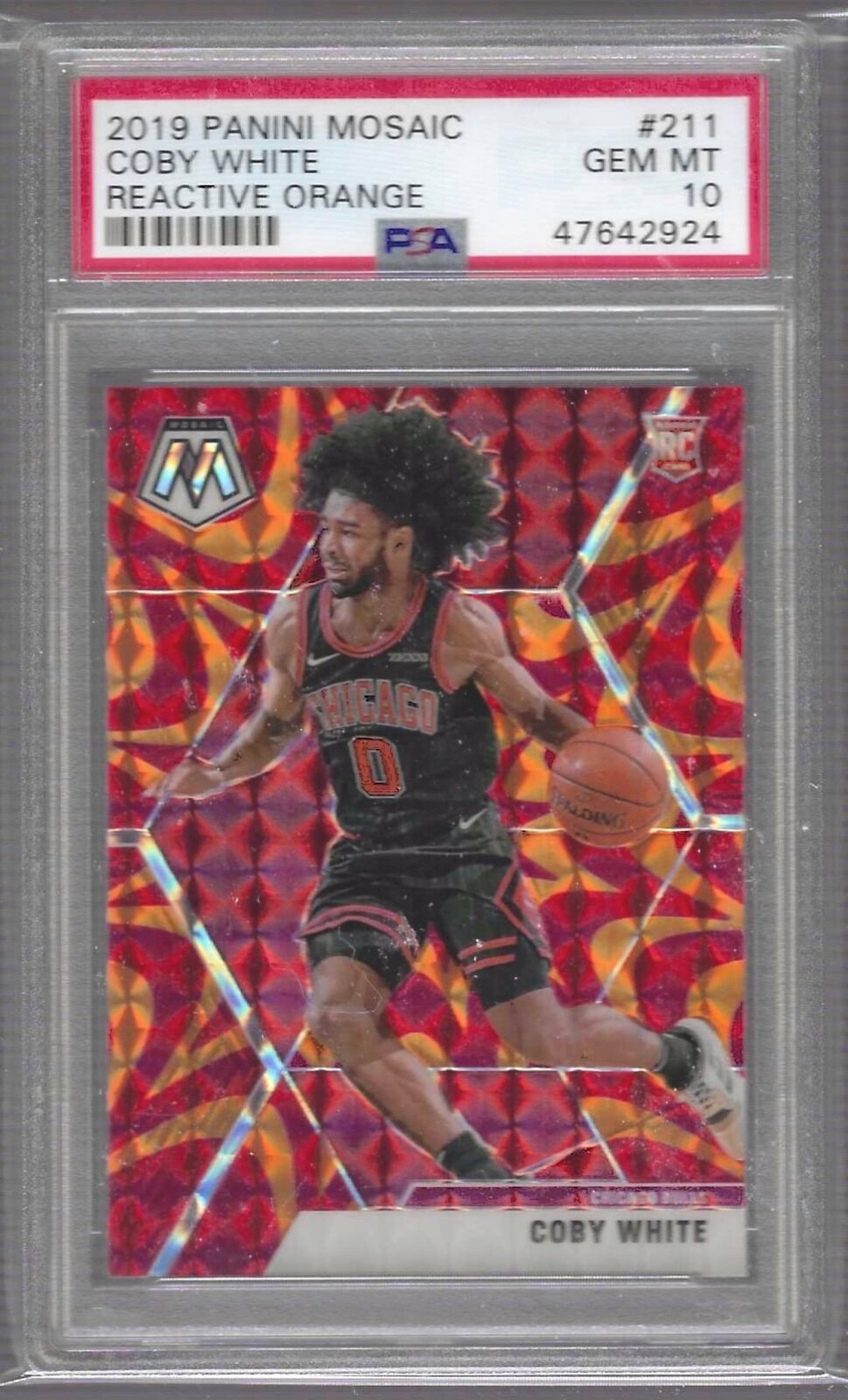 COBY WHITE 2019 PANINI MOSAIC ORANGE REACTIVE PRIZM RC PSA 10 GEM MINT