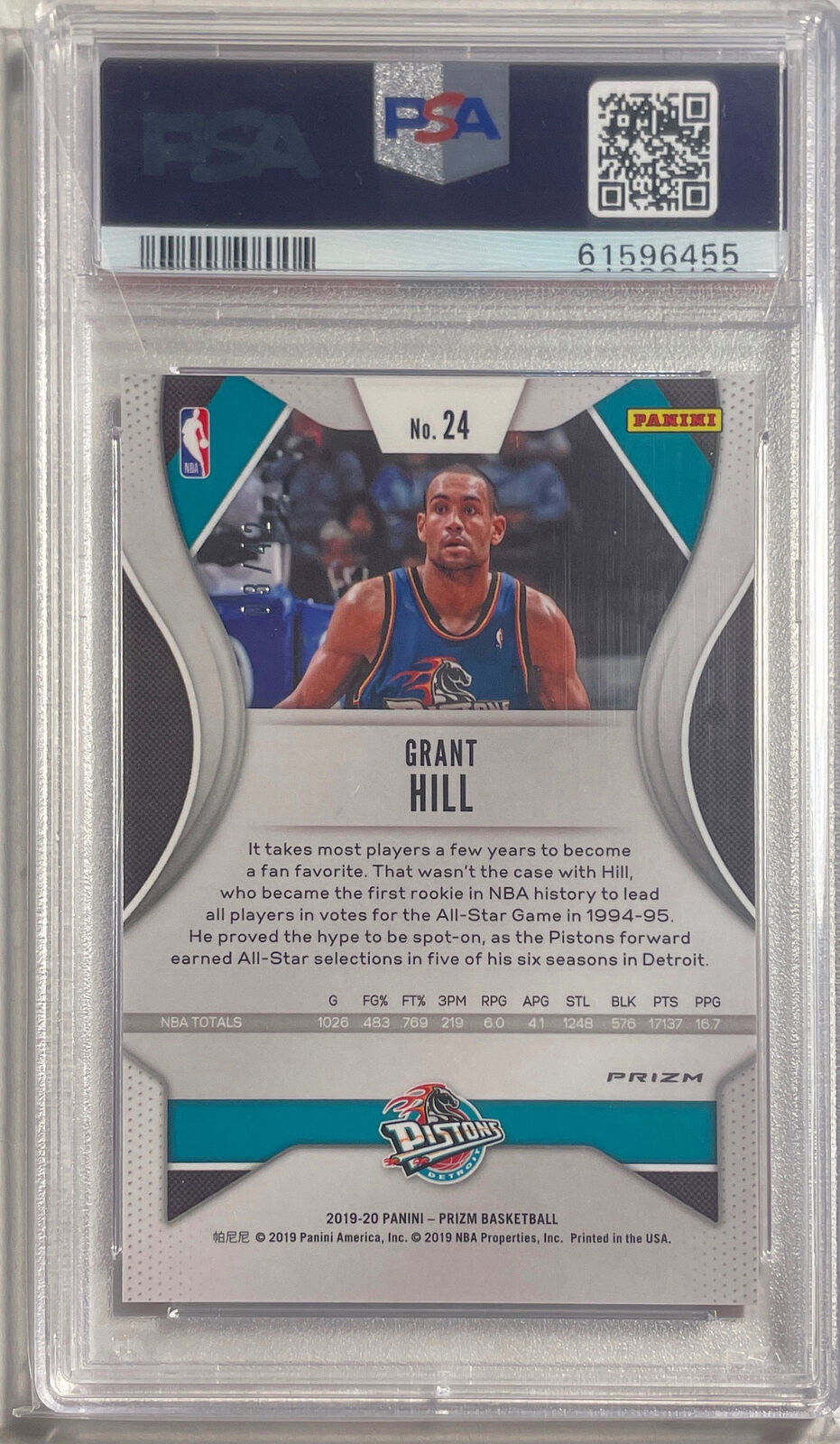 GRANT HILL 2019-20 PANINI PRIZM PINK PULSAR PRIZM #D 03/42 PSA 8 POP 1/1