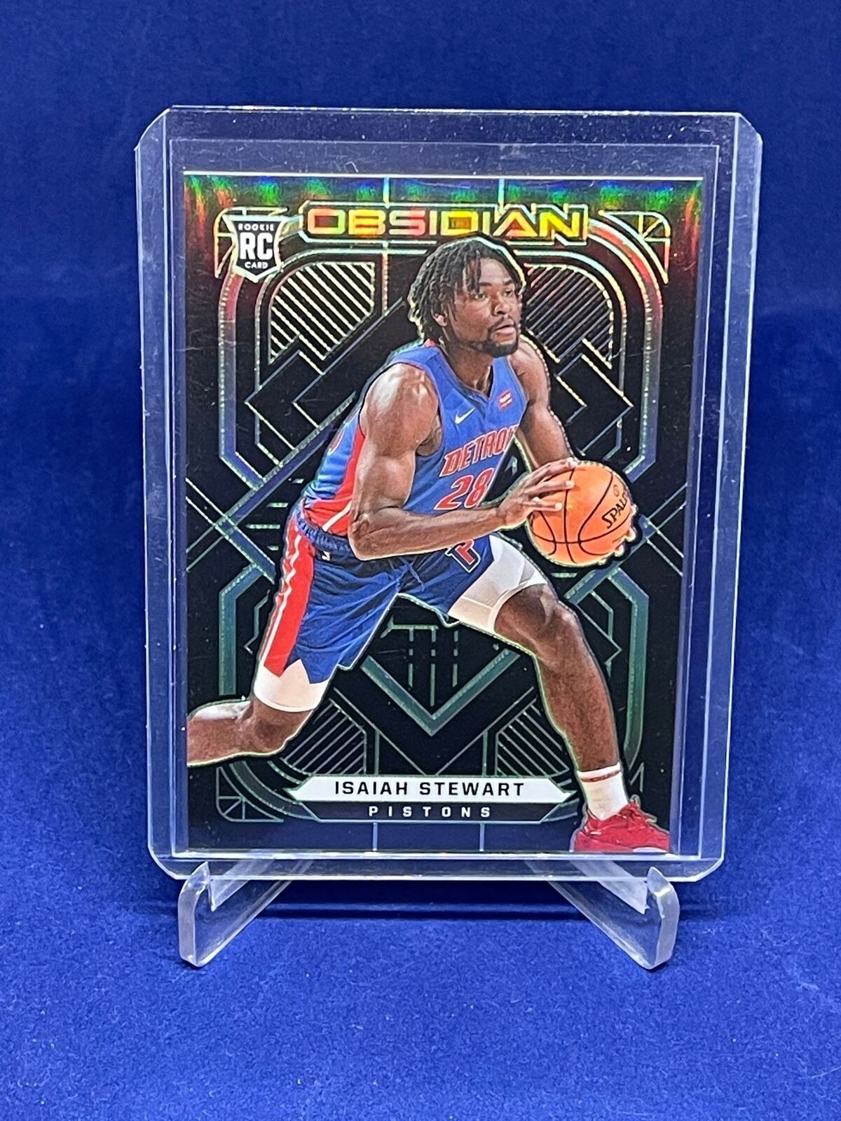 ISAIAH STEWART 2020-21 PANINI OBSIDIAN ELECTRIC ETCH GREEN ROOKIE RC #D 5/25