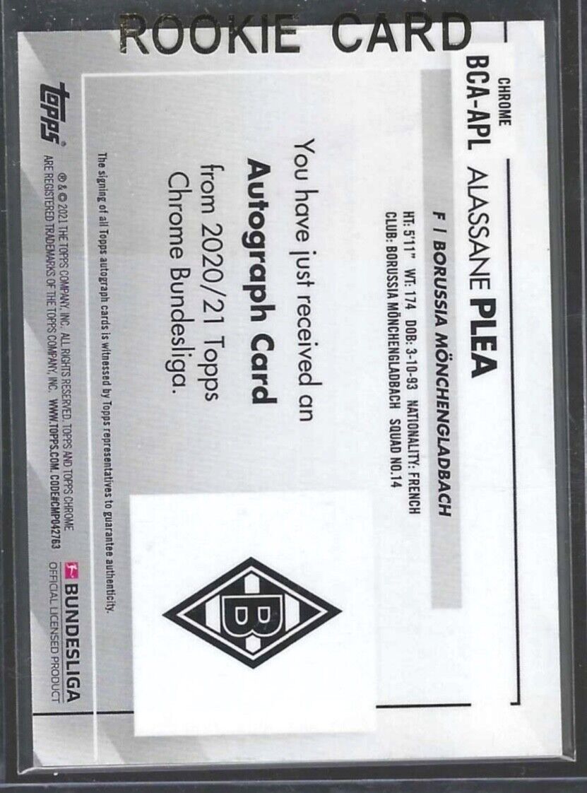 ALASSANE PLEA 2020-21 TOPPS CHROME BUNDESLIGA SILVER REFRACTOR AUTO #BCA-APL