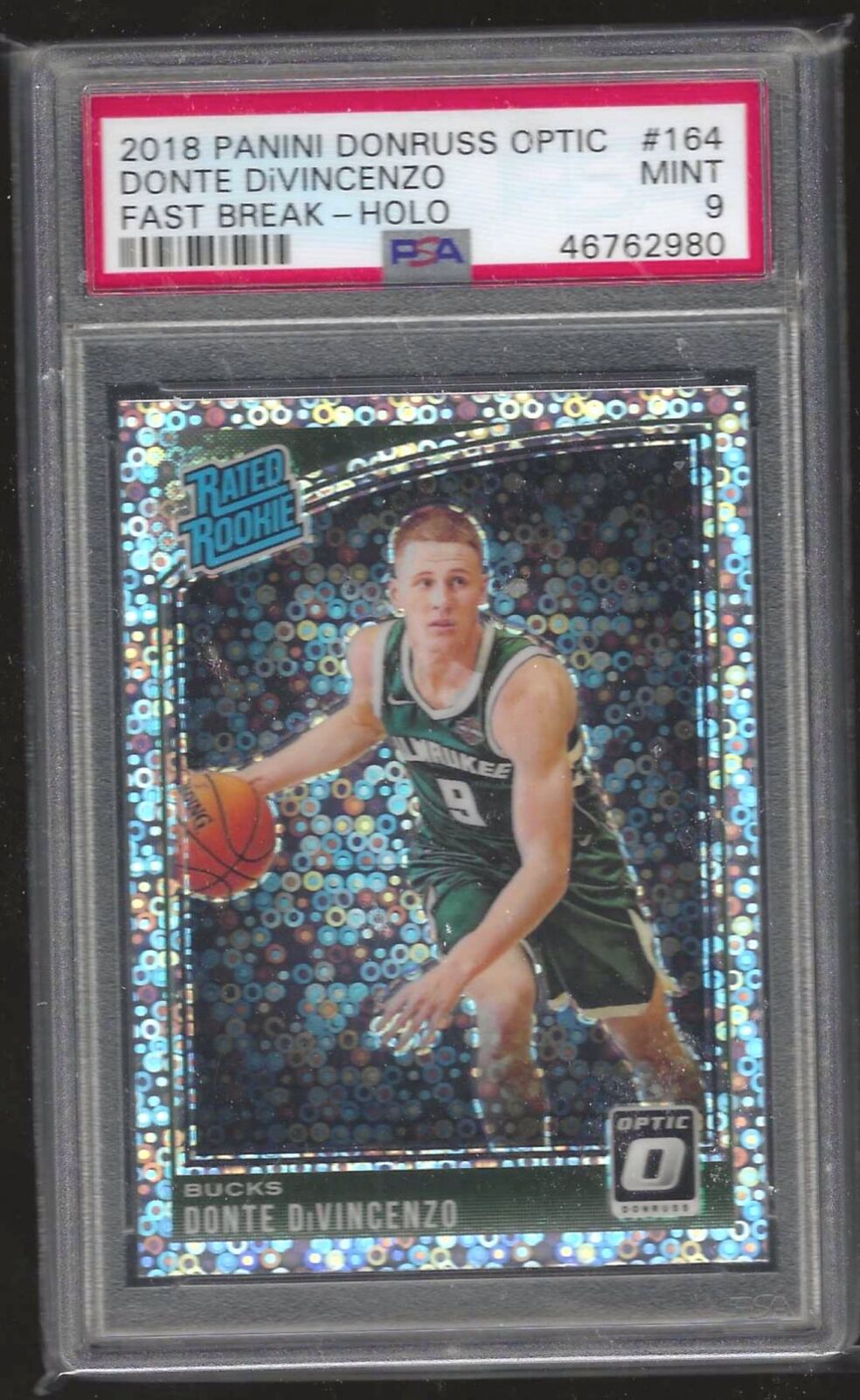 DONTE DIVINCENZO 2018 PANINI DONRUSS OPTIC SILVER FAST BREAK HOLO RC PSA 9 MINT