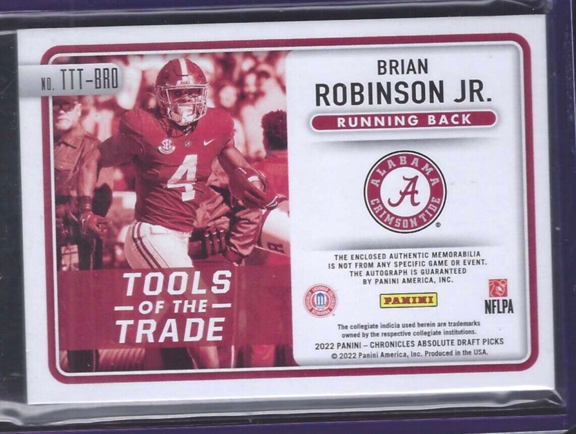 BRIAN ROBINSON 2022 PANINI CHRONICLES ABSOLUTE TRIPLE JERSEY AUTO RC #D /199