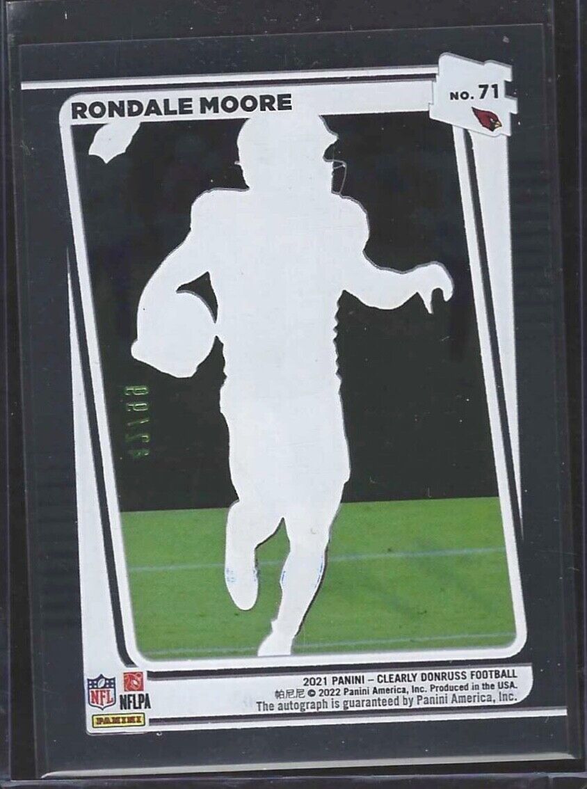 RONDALE MOORE 2021 PANINI CLEARLY DONRUSS BLUE FOIL ROOKIE AUTO RC #D 42/99