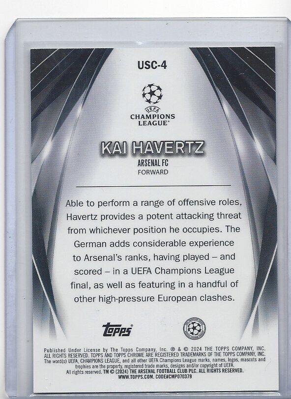 KAI HAVERTZ 2023-24 TOPPS CLUB ULTIMATE STAGE CHROME PURPLE REFRACTOR #D 1/75
