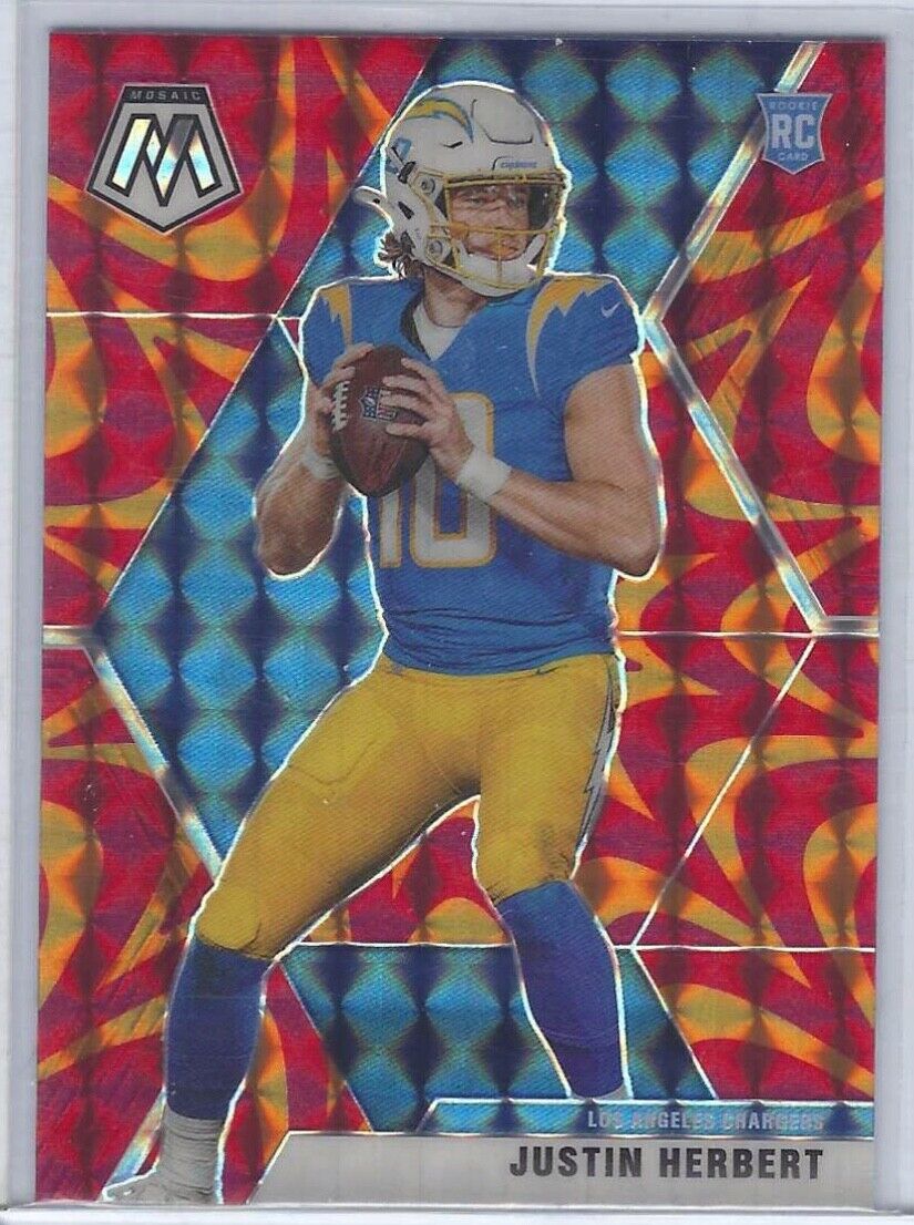 JUSTIN HERBERT 2020 PANINI MOSAIC FOOTBALL ORANGE REACTIVE PRIZM RC #204
