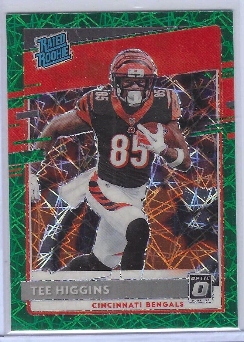 TEE HIGGINS 2020 PANINI DONRUSS OPTIC GREEN VELOCITY HOLO RATED ROOKIE RC #160