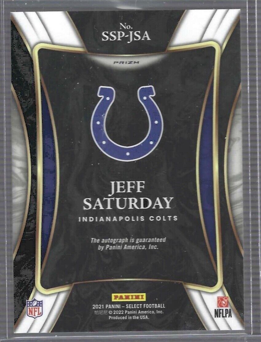 JEFF SATURDAY 2021 PANINI SELECT SILVER PRIZM SIGNATURES AUTO #SSP-JSA
